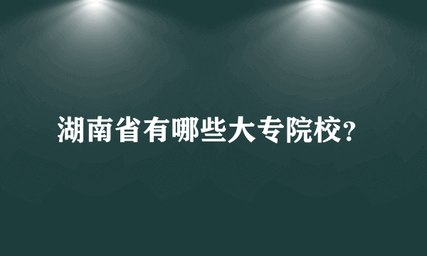 湖南省有哪些大专院校？