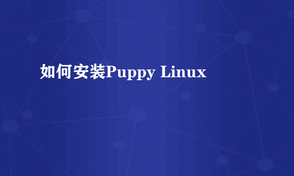 如何安装Puppy Linux