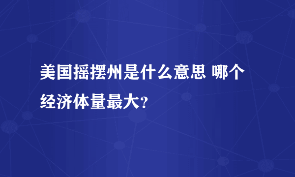 美国摇摆州是什么意思 哪个经济体量最大？