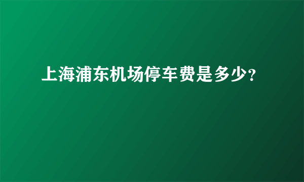 上海浦东机场停车费是多少？