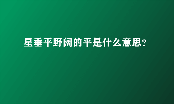 星垂平野阔的平是什么意思？