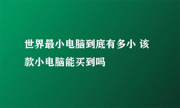 世界最小电脑到底有多小 该款小电脑能买到吗