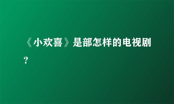 《小欢喜》是部怎样的电视剧？