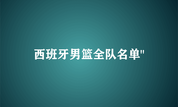 西班牙男篮全队名单