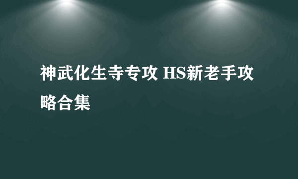 神武化生寺专攻 HS新老手攻略合集