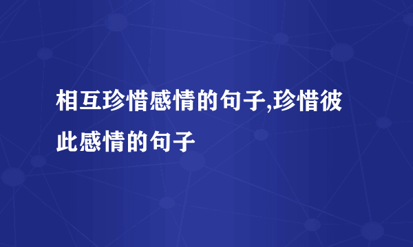 相互珍惜感情的句子,珍惜彼此感情的句子