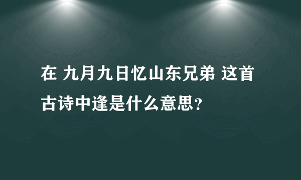 在 九月九日忆山东兄弟 这首古诗中逢是什么意思？