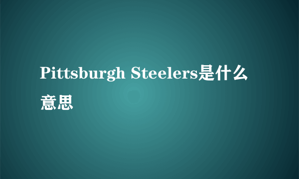 Pittsburgh Steelers是什么意思