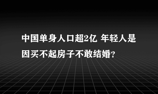 中国单身人口超2亿 年轻人是因买不起房子不敢结婚？