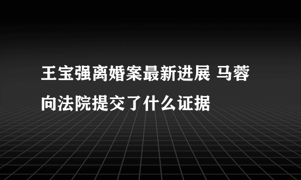 王宝强离婚案最新进展 马蓉向法院提交了什么证据