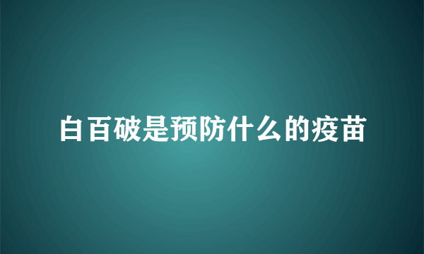 白百破是预防什么的疫苗