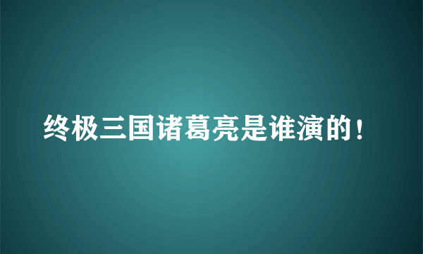 终极三国诸葛亮是谁演的！