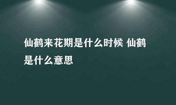 仙鹤来花期是什么时候 仙鹤是什么意思