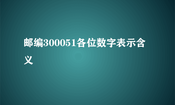 邮编300051各位数字表示含义