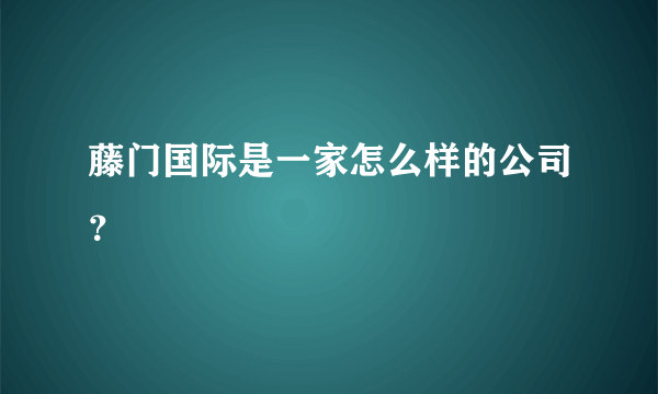 藤门国际是一家怎么样的公司？