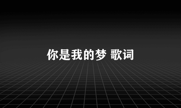 你是我的梦 歌词