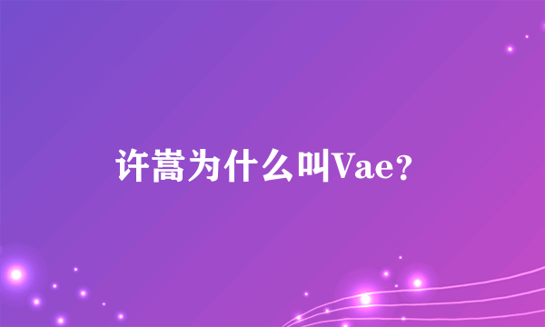 许嵩为什么叫Vae？