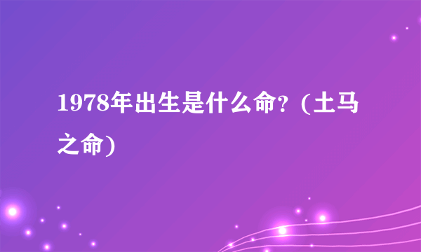 1978年出生是什么命？(土马之命)