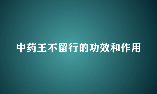 中药王不留行的功效和作用