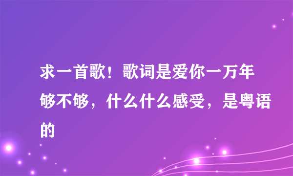 求一首歌！歌词是爱你一万年够不够，什么什么感受，是粤语的