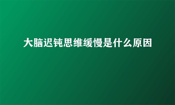 大脑迟钝思维缓慢是什么原因