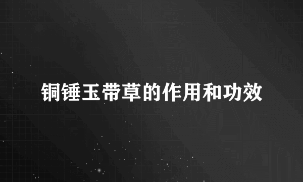 铜锤玉带草的作用和功效