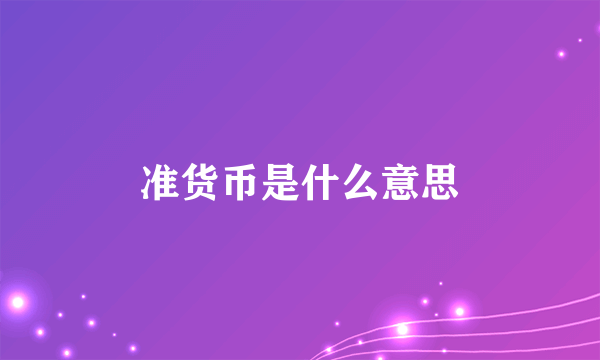 准货币是什么意思