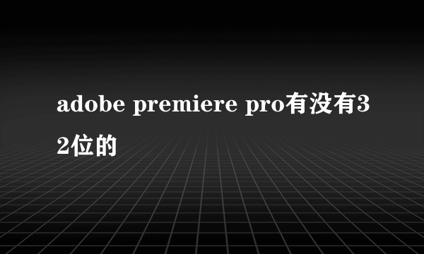 adobe premiere pro有没有32位的