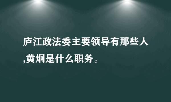 庐江政法委主要领导有那些人,黄炯是什么职务。