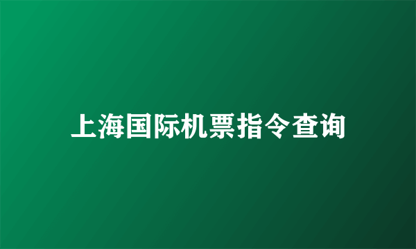 上海国际机票指令查询