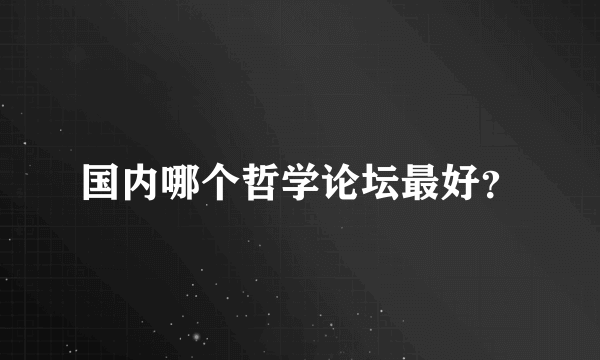 国内哪个哲学论坛最好？