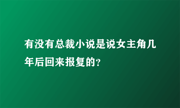 有没有总裁小说是说女主角几年后回来报复的？