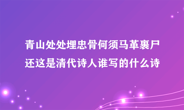 青山处处埋忠骨何须马革裹尸还这是清代诗人谁写的什么诗