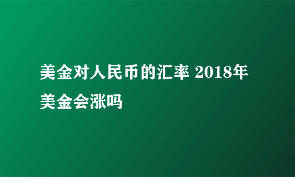 美金对人民币的汇率 2018年美金会涨吗