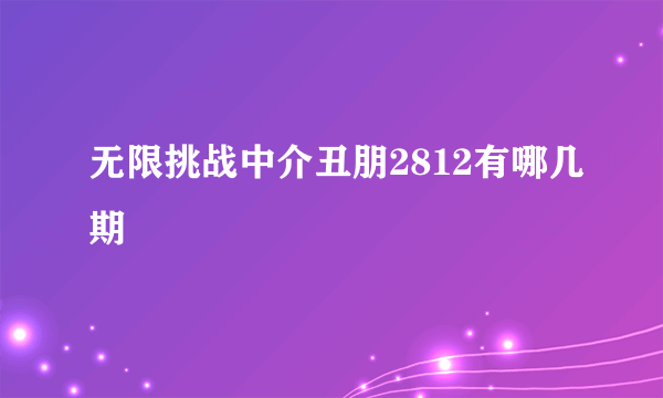 无限挑战中介丑朋2812有哪几期