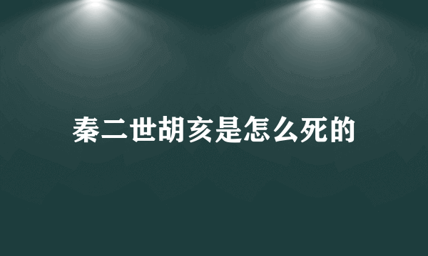 秦二世胡亥是怎么死的