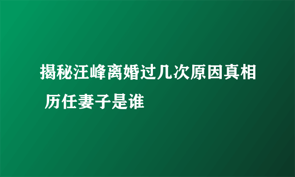 揭秘汪峰离婚过几次原因真相 历任妻子是谁