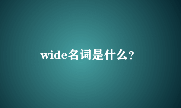 wide名词是什么？