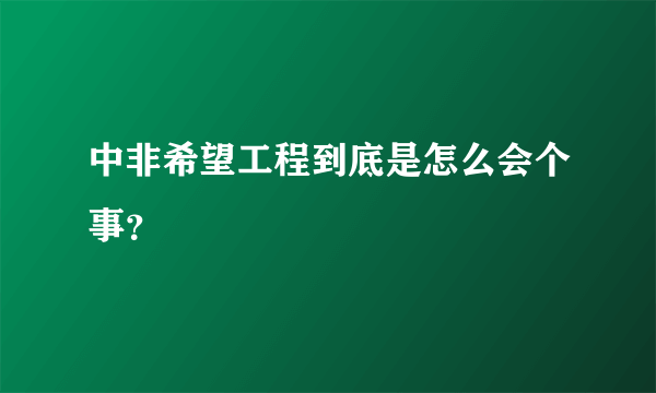 中非希望工程到底是怎么会个事？