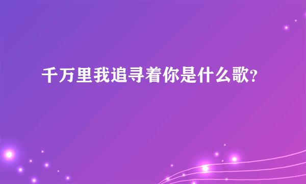 千万里我追寻着你是什么歌？