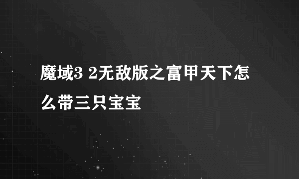 魔域3 2无敌版之富甲天下怎么带三只宝宝