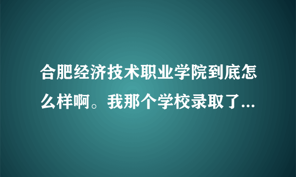 合肥经济技术职业学院到底怎么样啊。我那个学校录取了。不知道去还是不去。