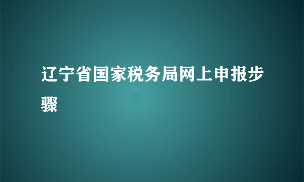 辽宁省国家税务局网上申报步骤