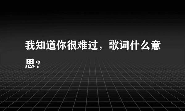 我知道你很难过，歌词什么意思？