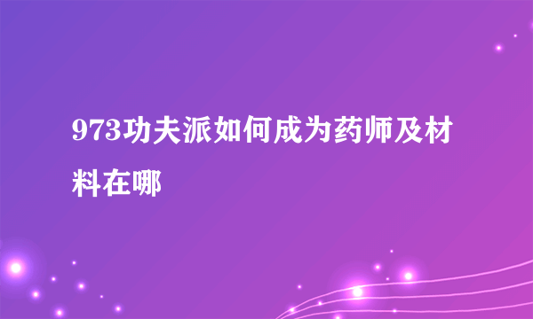 973功夫派如何成为药师及材料在哪