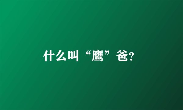 什么叫“鹰”爸？