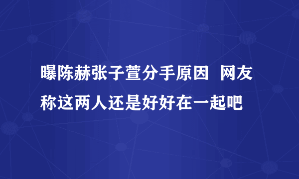 曝陈赫张子萱分手原因  网友称这两人还是好好在一起吧