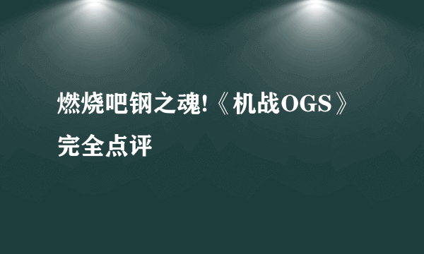 燃烧吧钢之魂!《机战OGS》完全点评