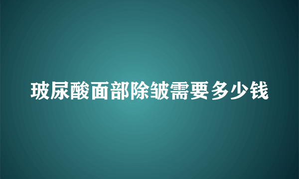 玻尿酸面部除皱需要多少钱