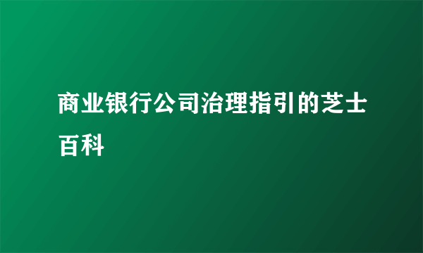 商业银行公司治理指引的芝士百科